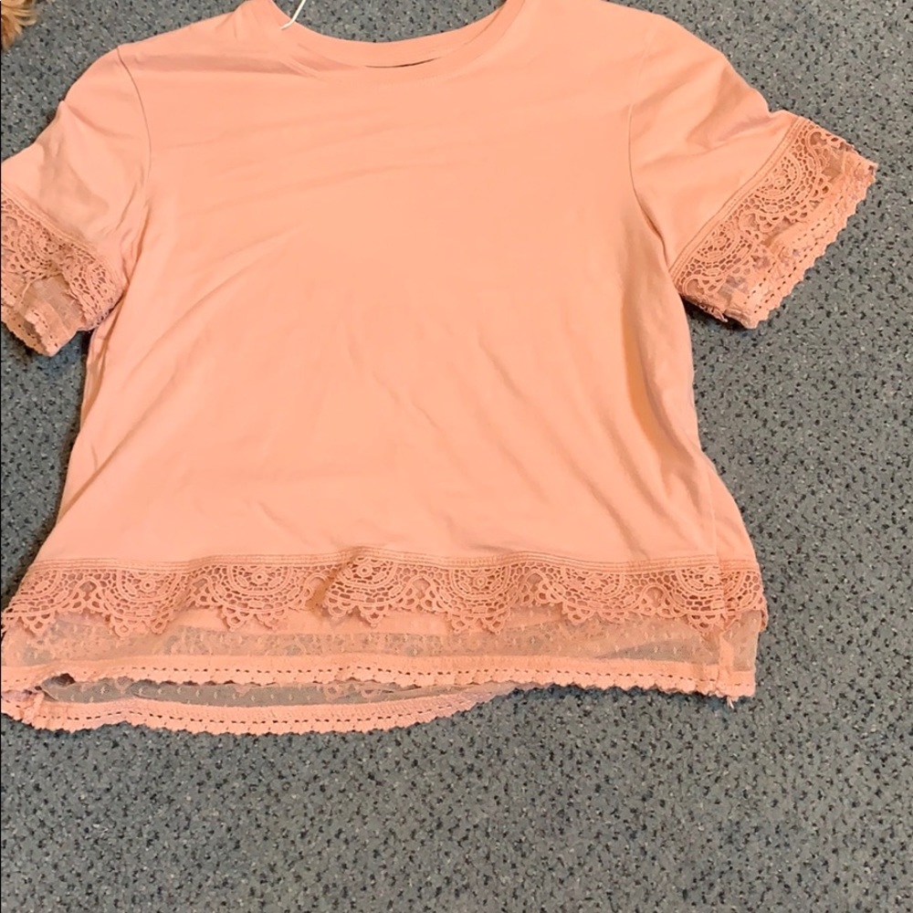 Top shop pink detailed short sleeve tee